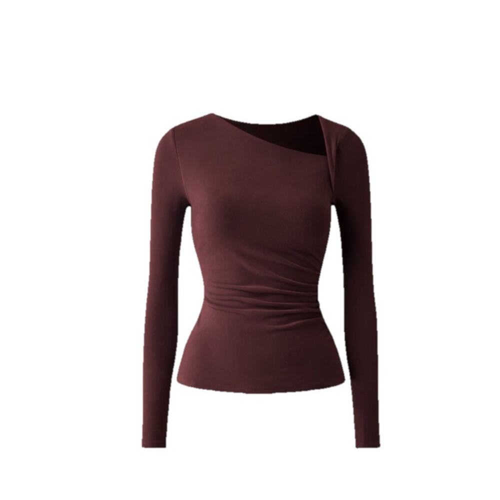 OGL Burgundy Mid Thermal Asymmetry Neck Long Sleeve Brami Top Womens Size 2XL